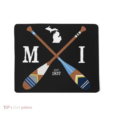 Paddle Mi Michigan Lake Life Painted Oars Mousepad