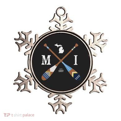 Paddle Mi Michigan Lake Life Painted Oars Ornament