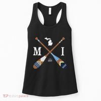 Paddle Mi Michigan Lake Life Painted Oars Women's Tank Top thumb 0