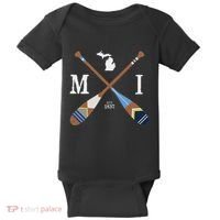 Paddle Mi Michigan Lake Life Painted Oars Baby Bodysuit thumb 0