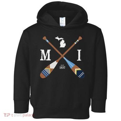 Paddle Mi Michigan Lake Life Painted Oars Toddler Hoodie