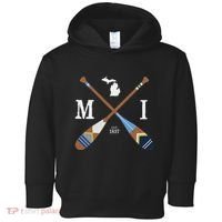 Paddle Mi Michigan Lake Life Painted Oars Toddler Hoodie thumb 0