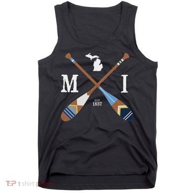 Paddle Mi Michigan Lake Life Painted Oars Tank Top