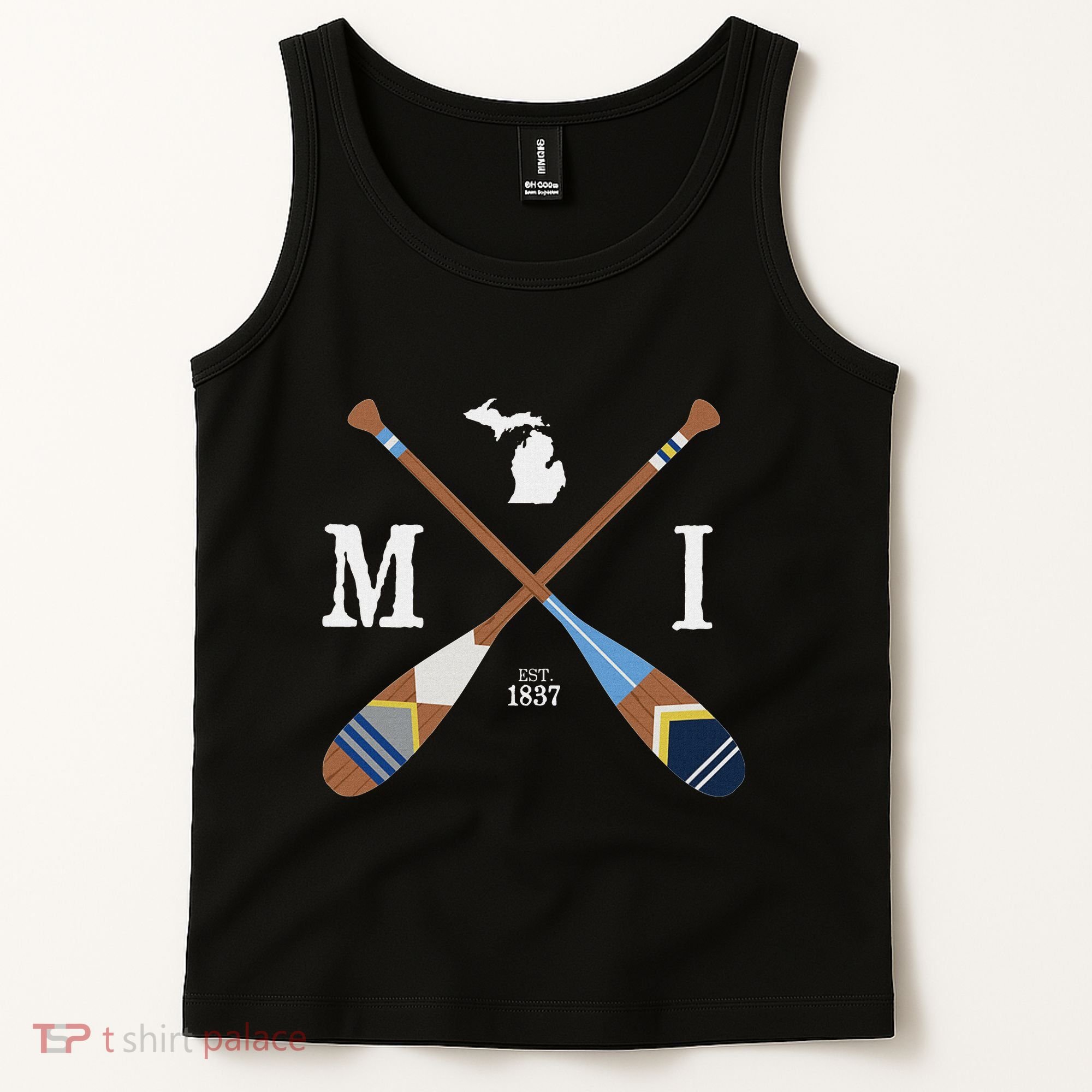 Paddle Mi Michigan Lake Life Painted Oars Tank Top