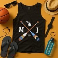 Paddle Mi Michigan Lake Life Painted Oars Tank Top thumb 4