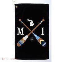 Paddle Mi Michigan Lake Life Painted Oars Golf Towel thumb 0