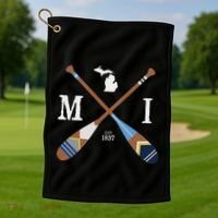 Paddle Mi Michigan Lake Life Painted Oars Golf Towel thumb 1