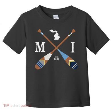 Paddle Mi Michigan Lake Life Painted Oars Toddler T-Shirt
