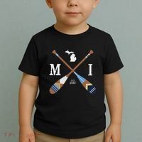 Paddle Mi Michigan Lake Life Painted Oars Toddler T-Shirt thumb 2