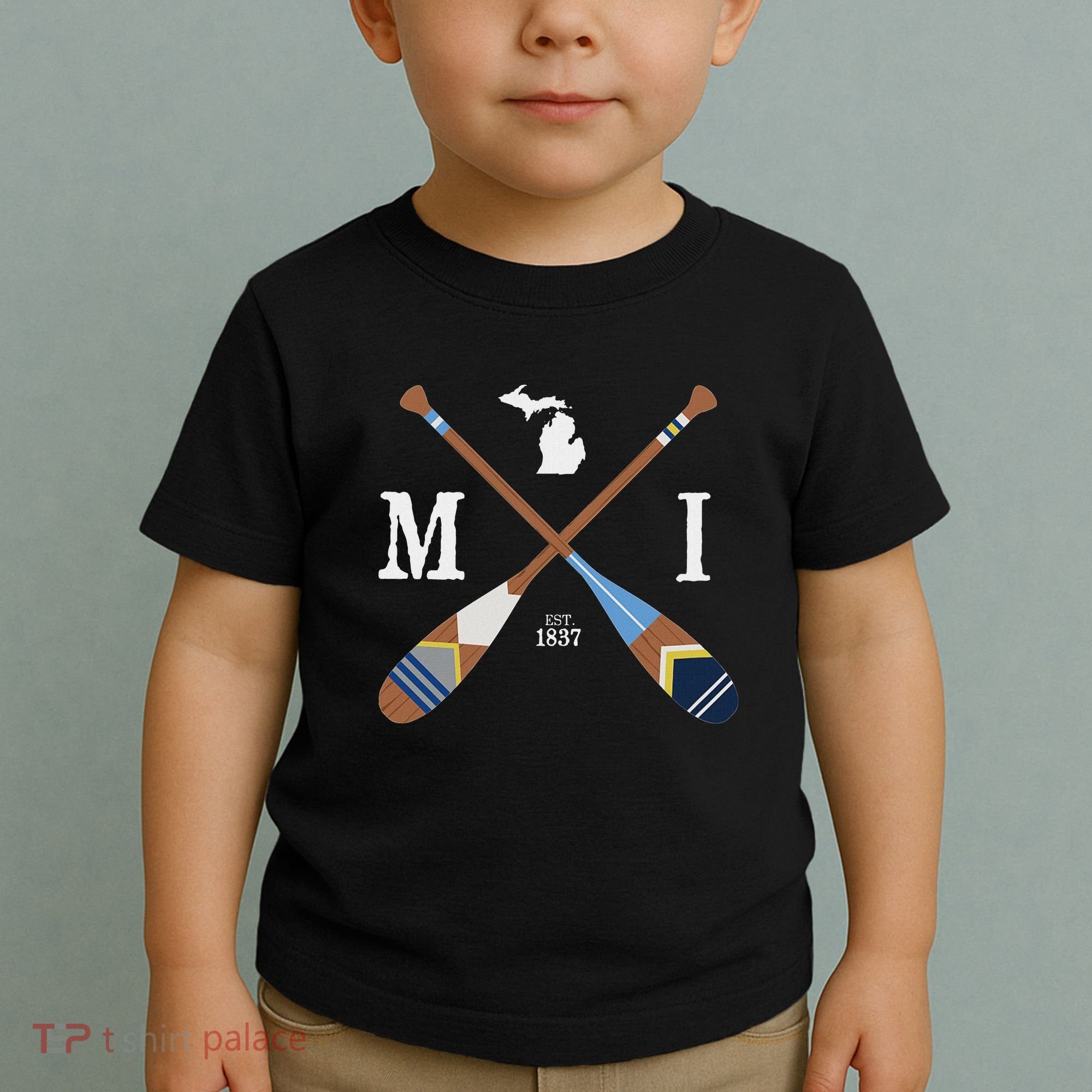 Paddle Mi Michigan Lake Life Painted Oars Toddler T-Shirt
