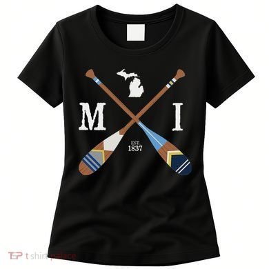 Paddle Mi Michigan Lake Life Painted Oars Women's T-Shirt