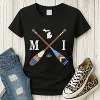 Paddle Mi Michigan Lake Life Painted Oars Women's T-Shirt thumb 3