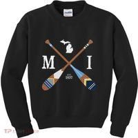 Paddle Mi Michigan Lake Life Painted Oars Kids Sweatshirt thumb 0