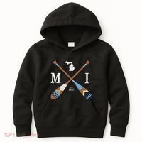 Paddle Mi Michigan Lake Life Painted Oars Kids Hoodie thumb 0