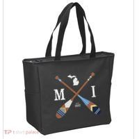 Paddle Mi Michigan Lake Life Painted Oars Tote Bag thumb 2