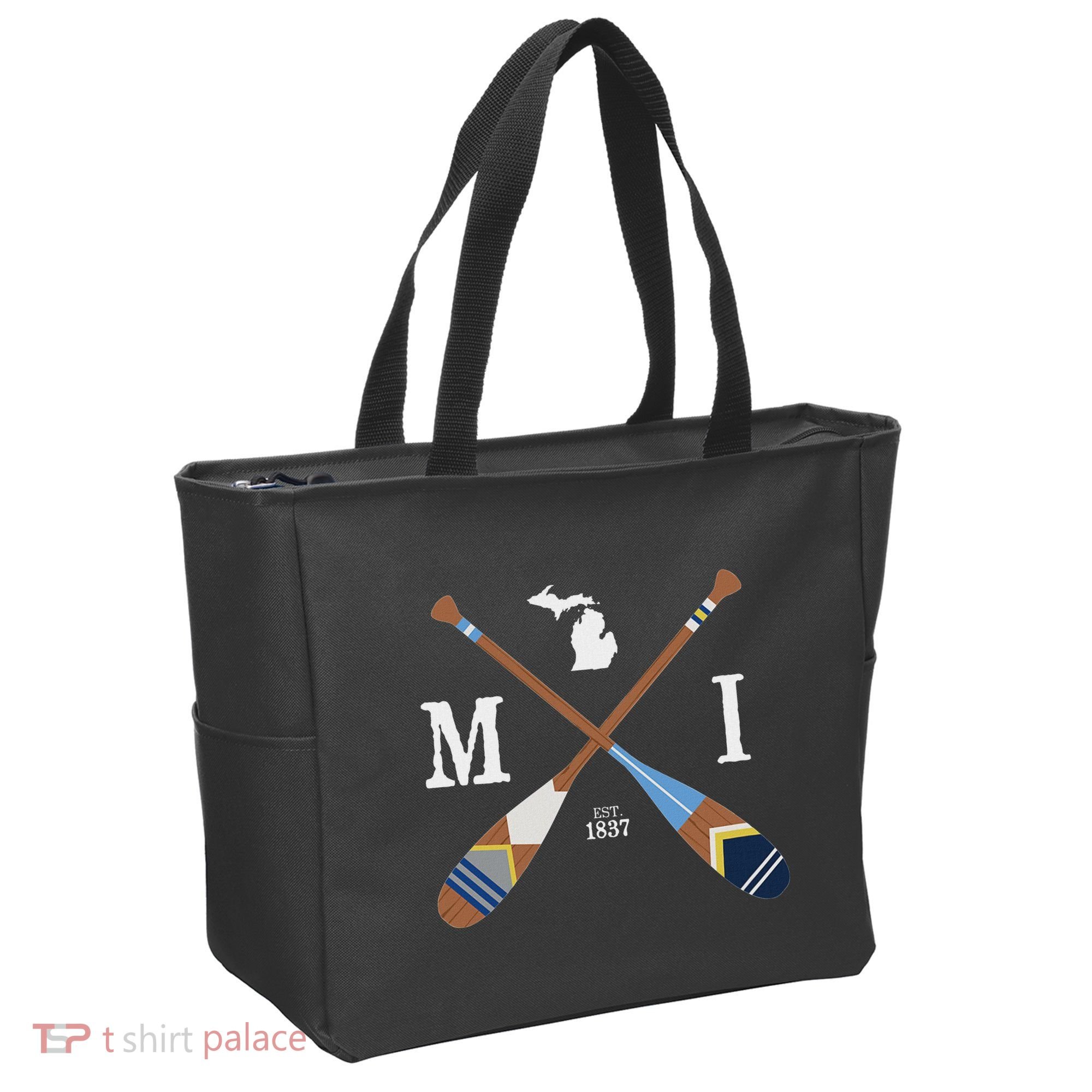 Paddle Mi Michigan Lake Life Painted Oars Tote Bag