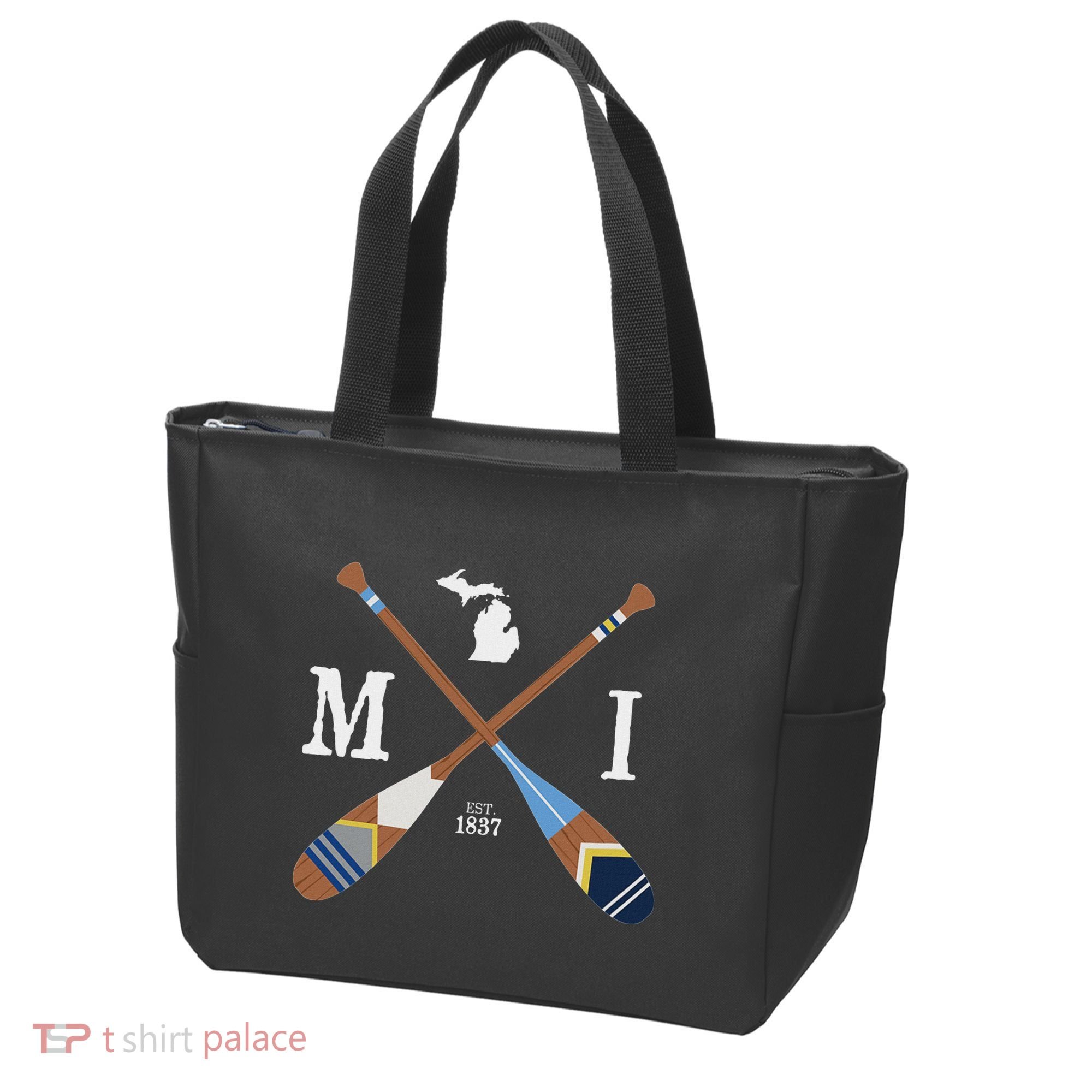 Paddle Mi Michigan Lake Life Painted Oars Tote Bag