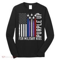 Purple Military Month Child Month Us American Flag Long Sleeve Shirt thumb 0