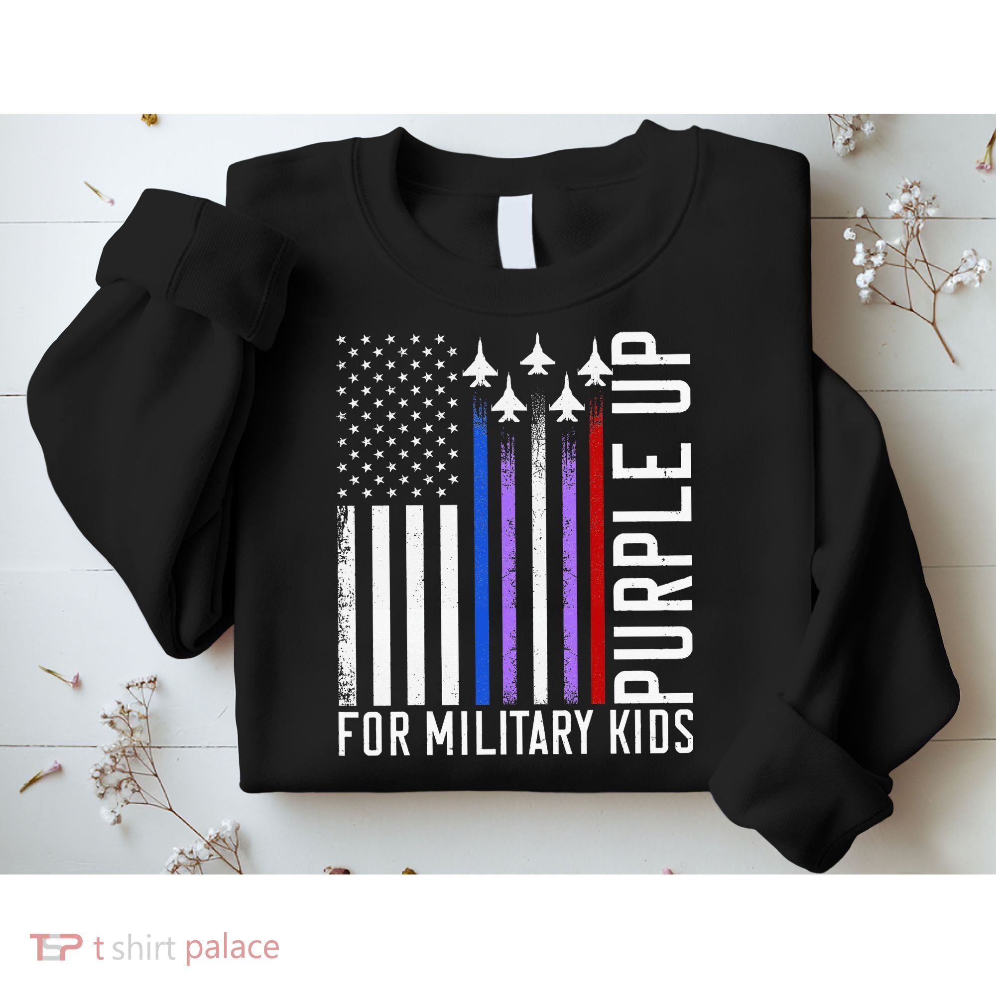 Purple Military Month Child Month Us American Flag Sweatshirt