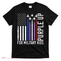 Purple Military Month Child Month Us American Flag T-Shirt thumb 0
