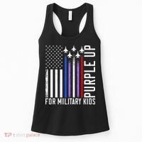 Purple Military Month Child Month Us American Flag Women's Tank Top thumb 0