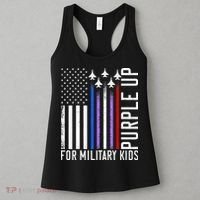 Purple Military Month Child Month Us American Flag Women's Tank Top thumb 3
