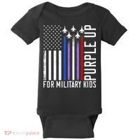 Purple Military Month Child Month Us American Flag Baby Bodysuit thumb 0
