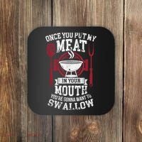 Put My Meat In Your Mouth Funny Sarcastic BBQ Coaster thumb 0