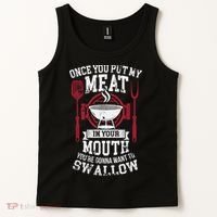 Put My Meat In Your Mouth Funny Sarcastic BBQ Tank Top thumb 2