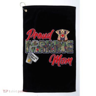 Proud Marine Mom Personalize Dog Tags Golf Towel