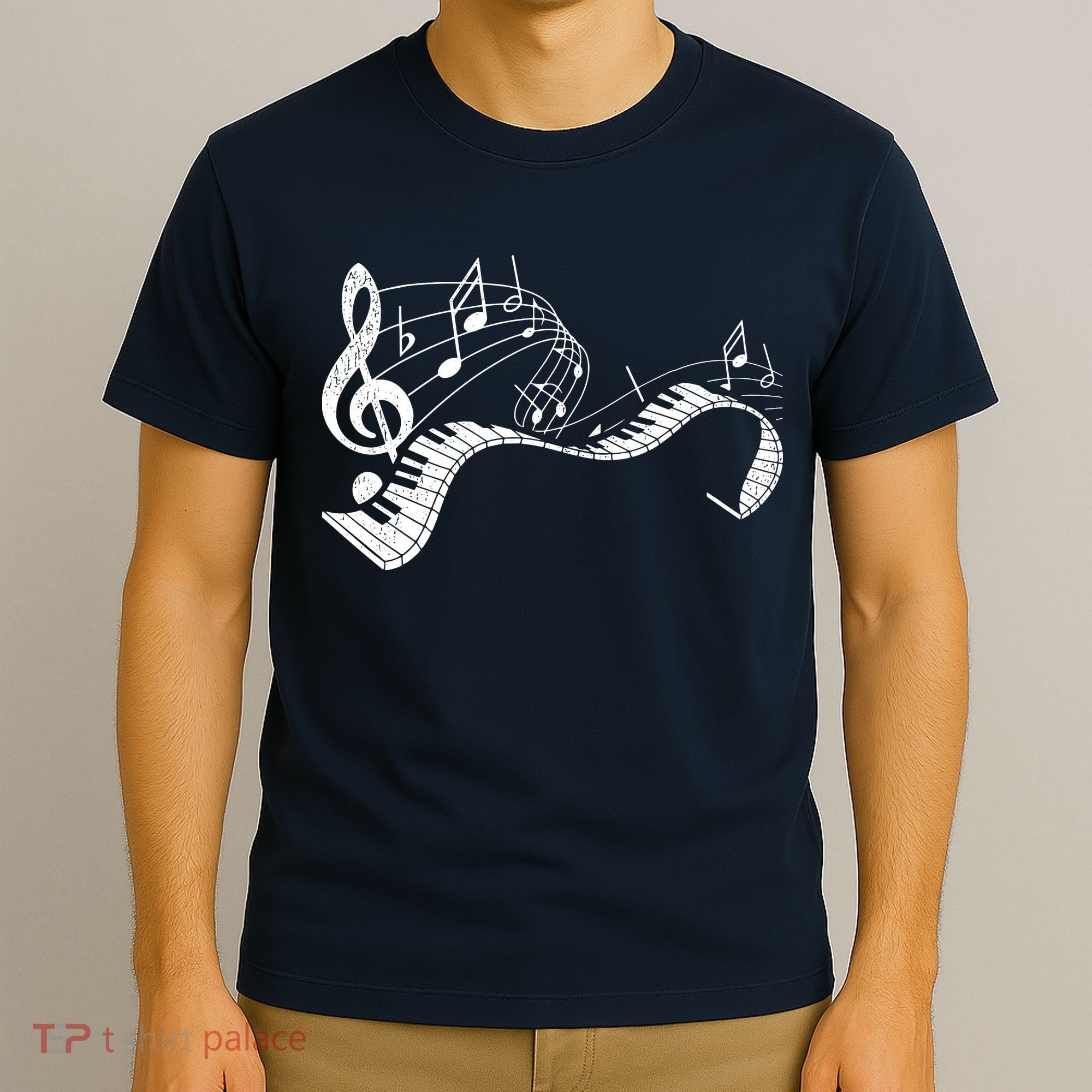 Pianist Music Notes Treble Clef Piano Player Keyboard Piano T-Shirt