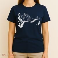 Pianist Music Notes Treble Clef Piano Player Keyboard Piano T-Shirt thumb 4