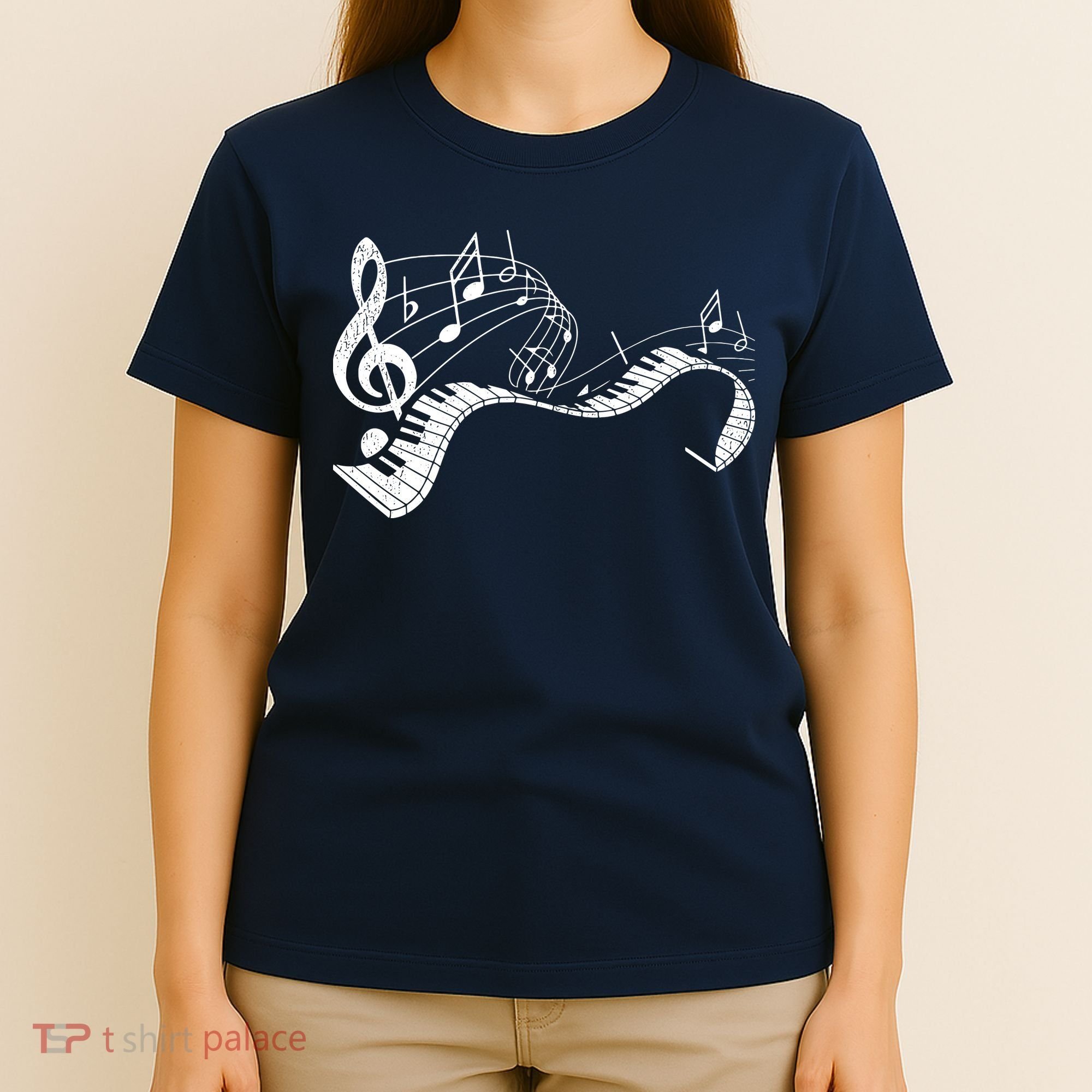 Pianist Music Notes Treble Clef Piano Player Keyboard Piano T-Shirt