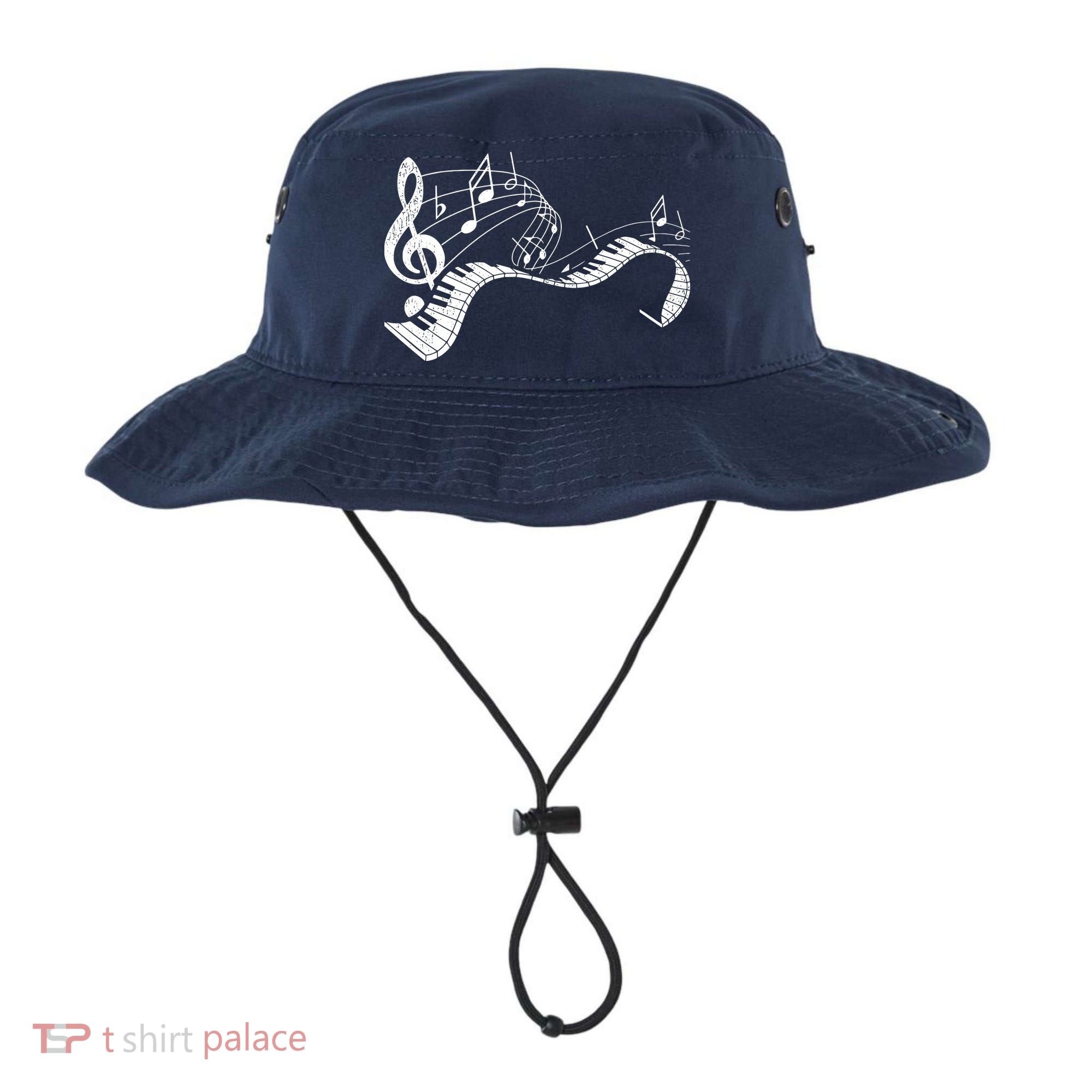 Pianist Music Notes Treble Clef Piano Player Keyboard Piano Bucket Hat
