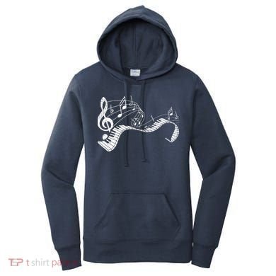 Pianist Music Notes Treble Clef Piano Player Keyboard Piano Women's Hoodie