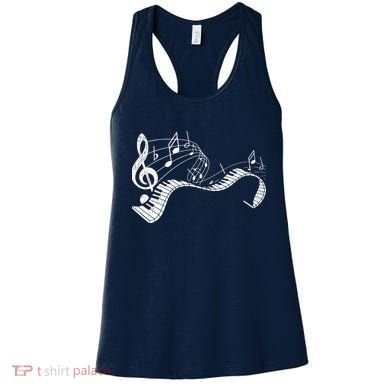 Pianist Music Notes Treble Clef Piano Player Keyboard Piano Women's Tank Top