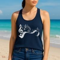 Pianist Music Notes Treble Clef Piano Player Keyboard Piano Women's Tank Top thumb 2