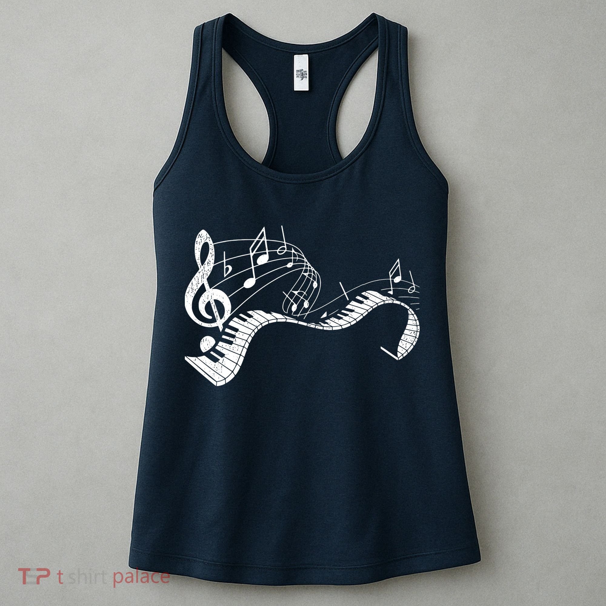 Pianist Music Notes Treble Clef Piano Player Keyboard Piano Women's Tank Top