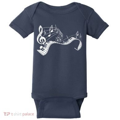 Pianist Music Notes Treble Clef Piano Player Keyboard Piano Baby Bodysuit