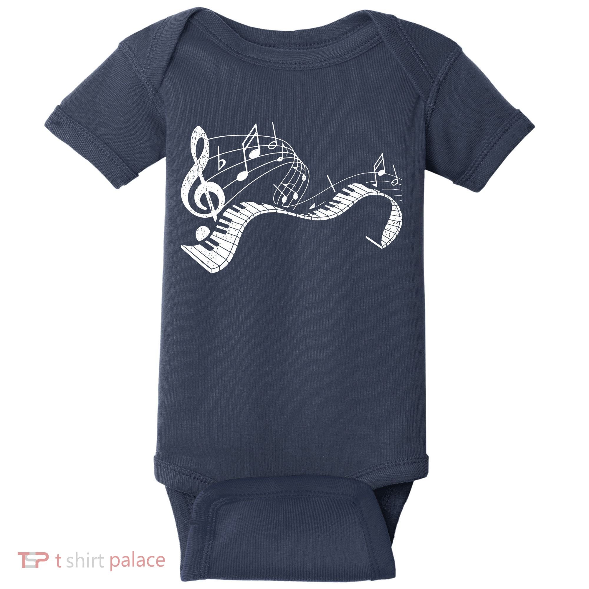 Pianist Music Notes Treble Clef Piano Player Keyboard Piano Baby Bodysuit