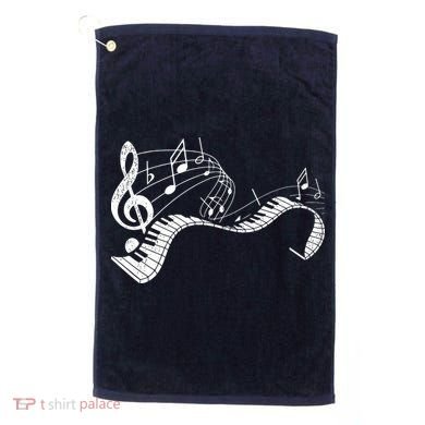 Pianist Music Notes Treble Clef Piano Player Keyboard Piano Golf Towel