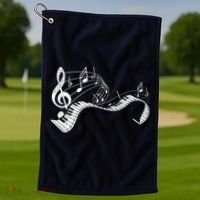 Pianist Music Notes Treble Clef Piano Player Keyboard Piano Golf Towel thumb 1