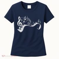 Pianist Music Notes Treble Clef Piano Player Keyboard Piano Women's T-Shirt thumb 0