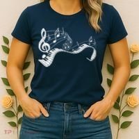 Pianist Music Notes Treble Clef Piano Player Keyboard Piano Women's T-Shirt thumb 2
