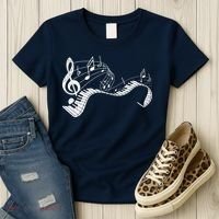 Pianist Music Notes Treble Clef Piano Player Keyboard Piano Women's T-Shirt thumb 3