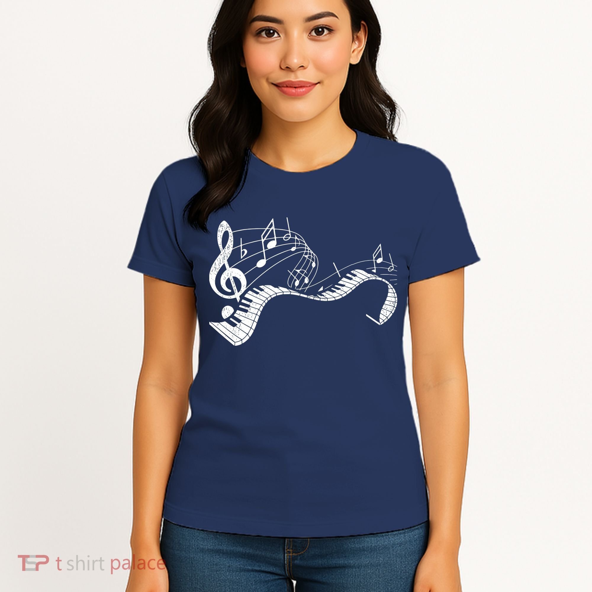Pianist Music Notes Treble Clef Piano Player Keyboard Piano Women's T-Shirt