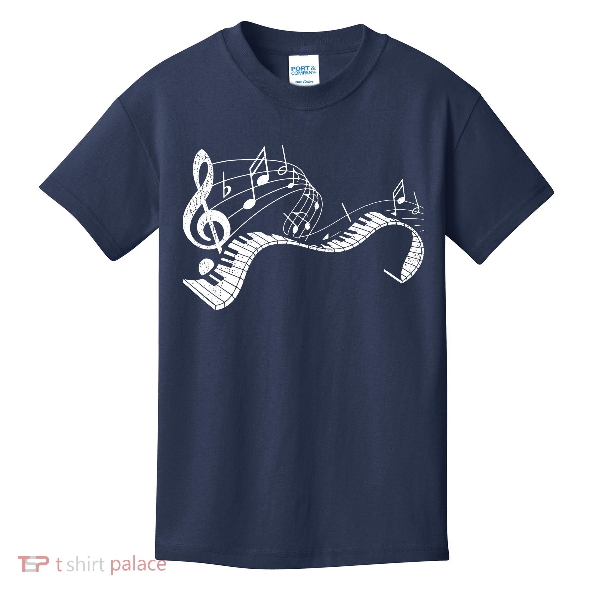 Pianist Music Notes Treble Clef Piano Player Keyboard Piano Kids T-Shirt