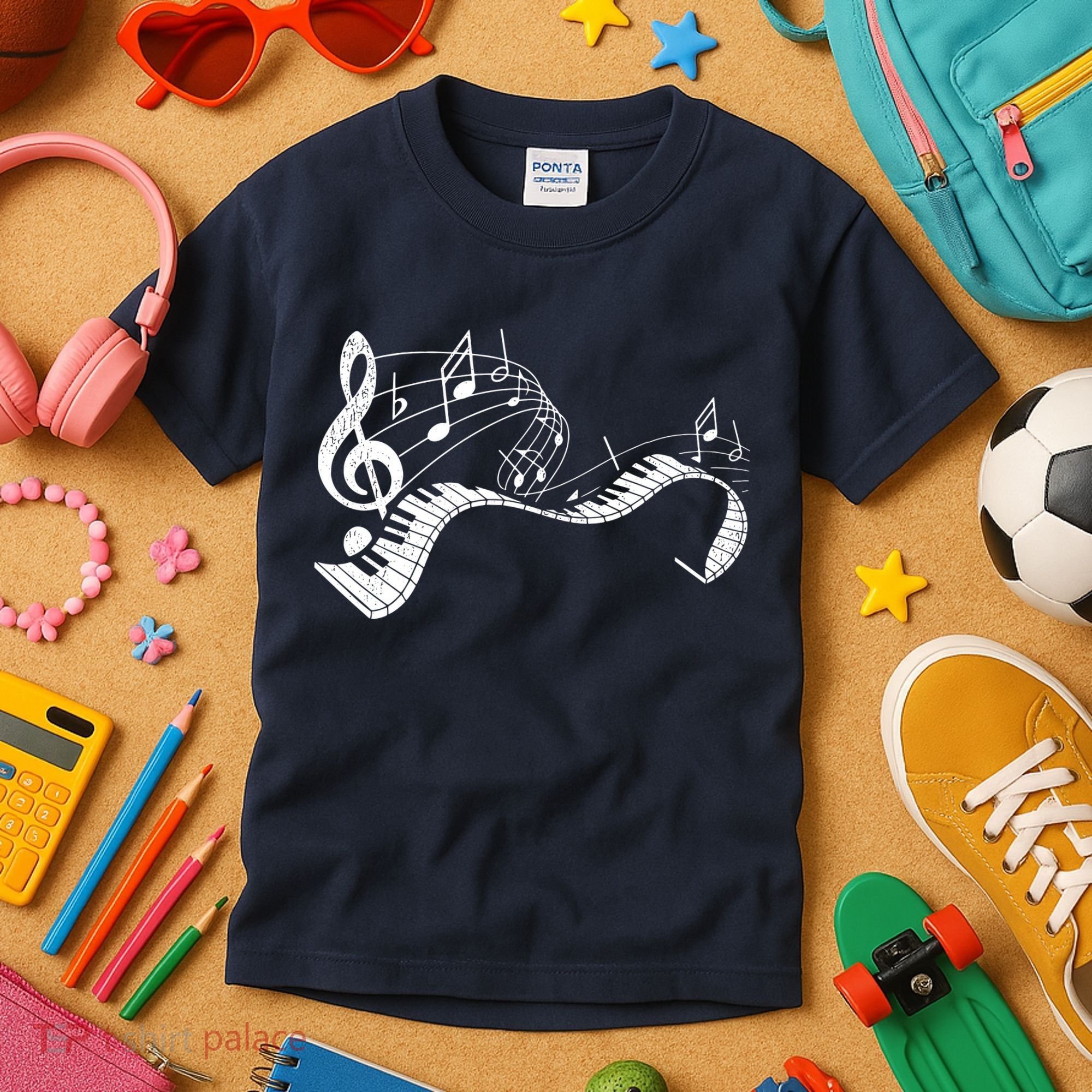 Pianist Music Notes Treble Clef Piano Player Keyboard Piano Kids T-Shirt