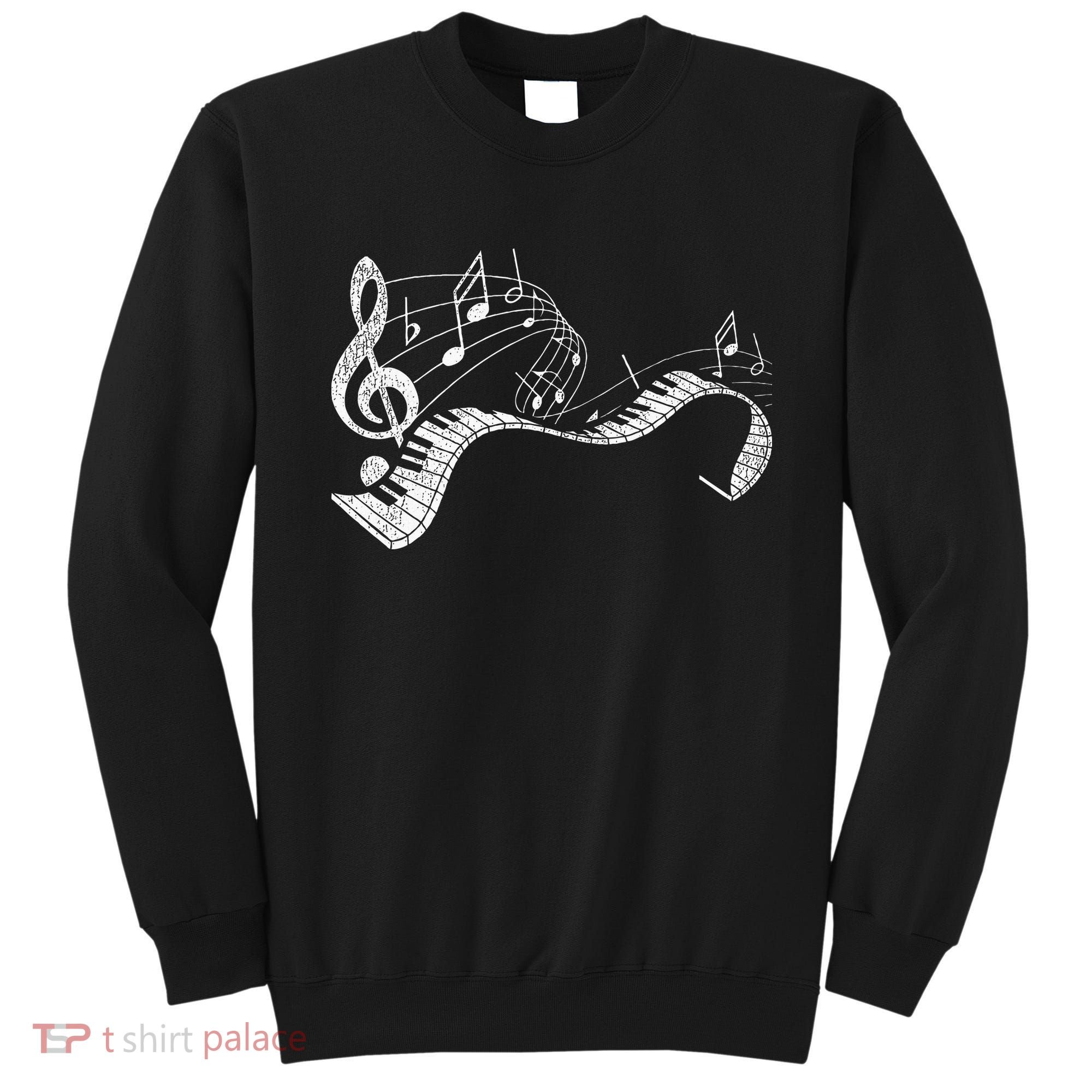 Pianist Music Notes Treble Clef Piano Player Keyboard Piano Sweatshirt