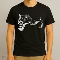 Pianist Music Notes Treble Clef Piano Player Keyboard Piano T-Shirt thumb 3